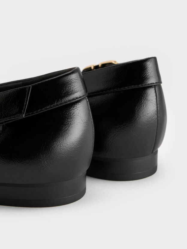 Buckled Cut-Out Ballet Flats, Black, hi-res
