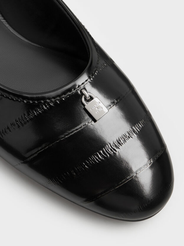 Griselda Eel-Effect Ballet Flats, Animal Print Black, hi-res