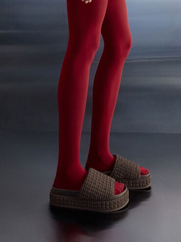 Loren Textured Platform Sandals, Dark Brown, hi-res