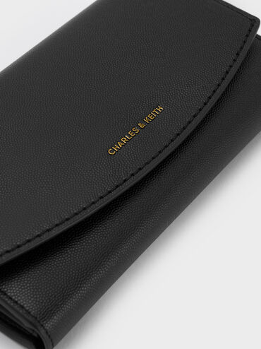 Briony Curved Flap Long Wallet, Black, hi-res