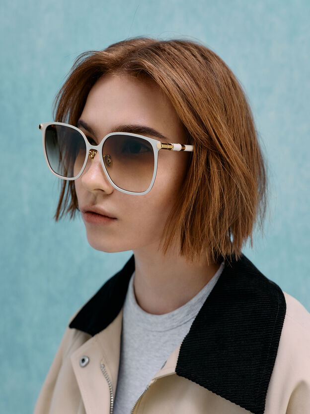 Ophelia Square Sunglasses, Cream, hi-res