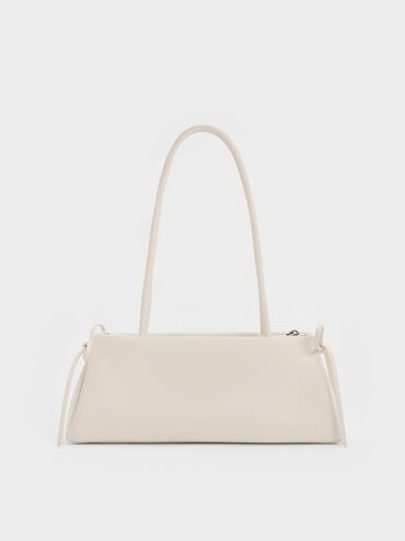 Hazel Bow Elongated Trapeze Shoulder Bag, Meringue White, hi-res