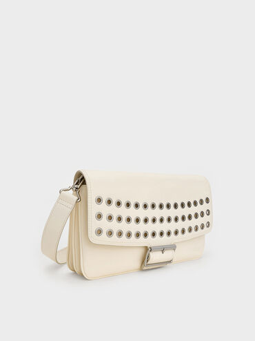 Liv Grommet Chain-Handle Shoulder Bag, Cream, hi-res