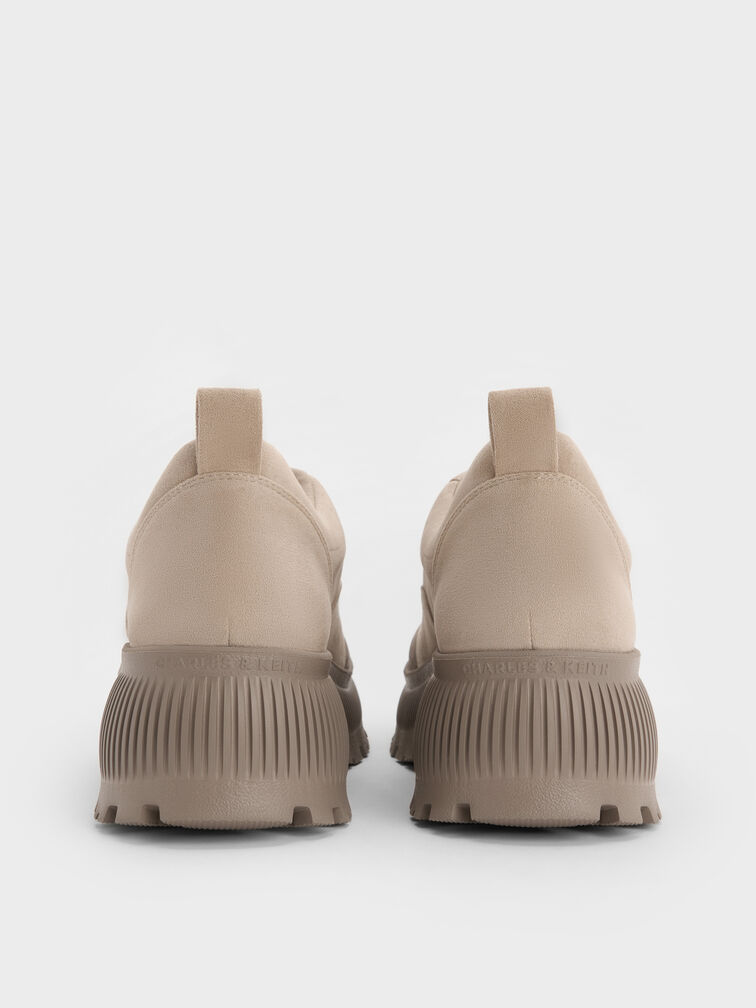 Darra Faux Suede Ridged-Sole Platform Sneakers, Beige, hi-res