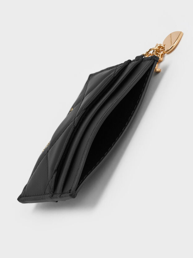 Arrietty Quilted Card Holder, Black, hi-res