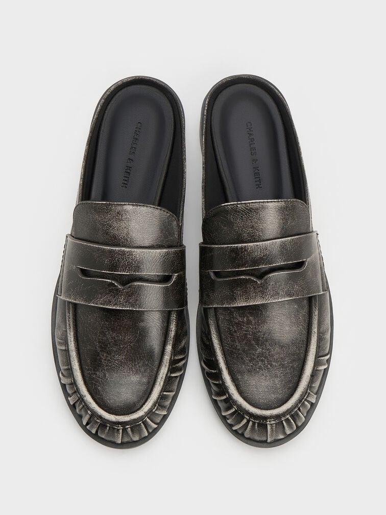 Dylan Penny Loafer Mules, Grey, hi-res