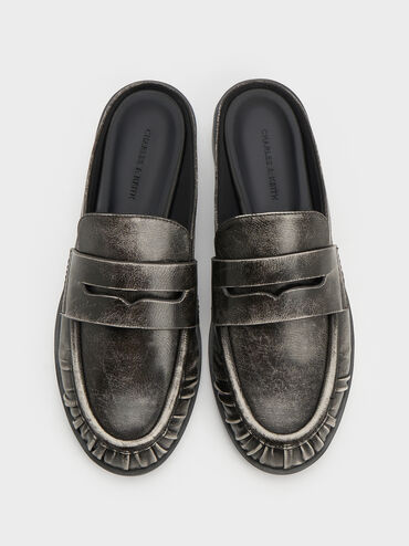 Dylan Penny Loafer Mules, Grey, hi-res