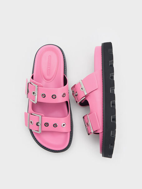 Trill Grommet Double-Strap Sandals, Pink, hi-res