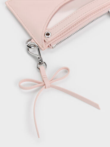 Hazel Bow Panelled Card Holder, Soft Pink, hi-res