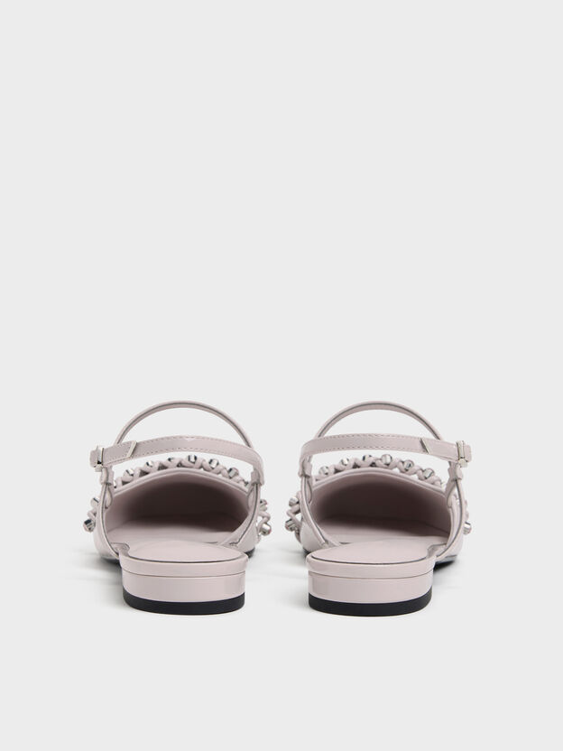 Patent Crystal Slingback Flats, Lilac, hi-res