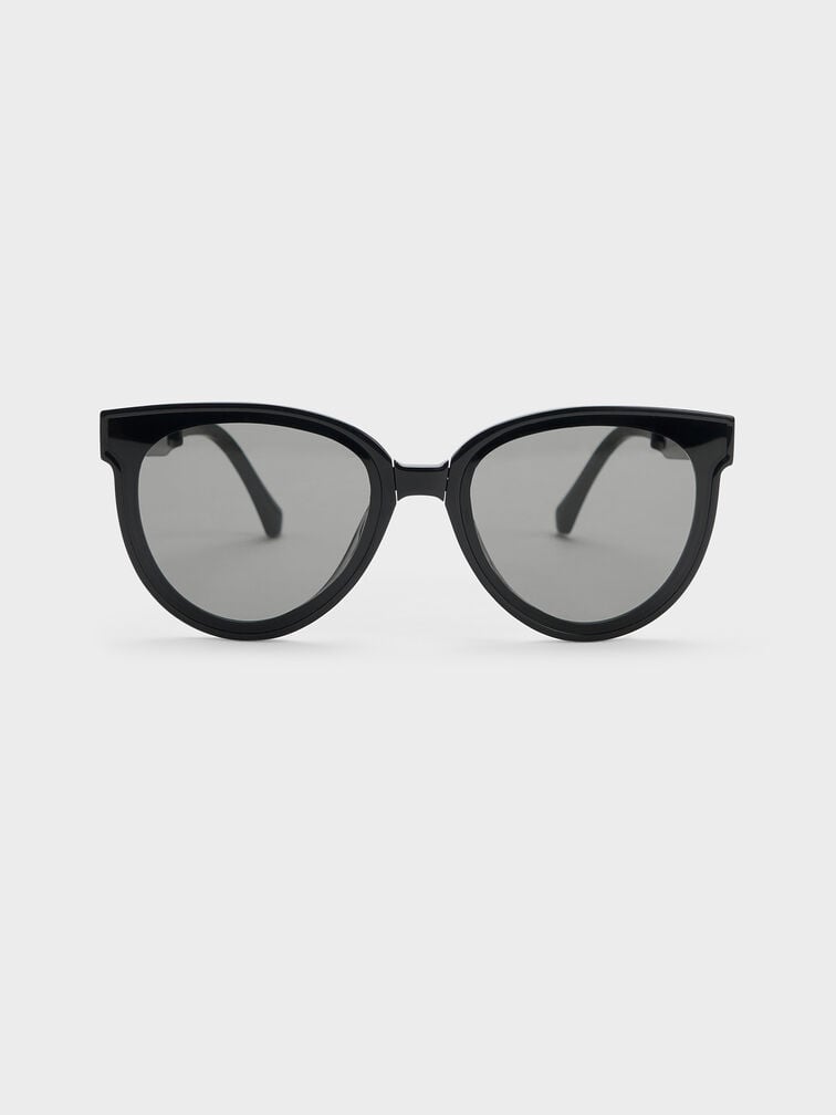 Brea Foldable Aviator Sunglasses, Black, hi-res