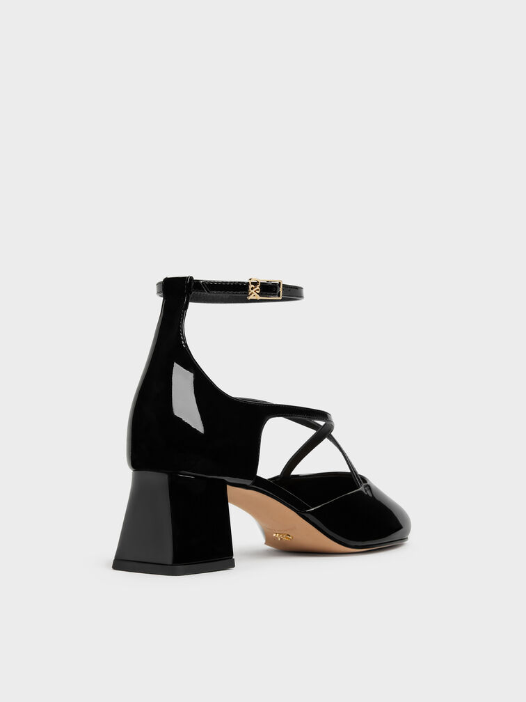 Patent Leather Crossover Pumps, Black Patent, hi-res