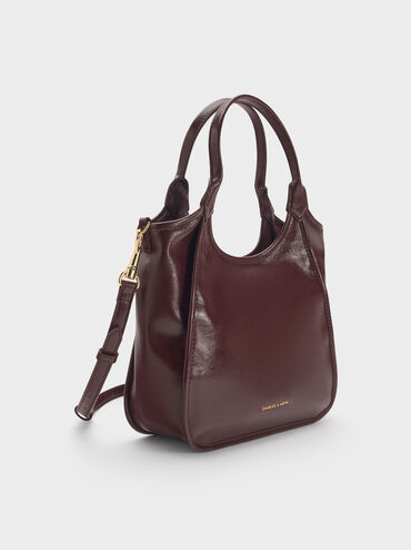 Mini Sianna Crinkle-Effect Slouchy Tote Bag, Wineberry Red, hi-res