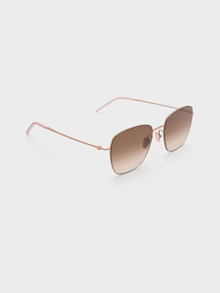 Miranda Square Sunglasses, Rose Gold, hi-res