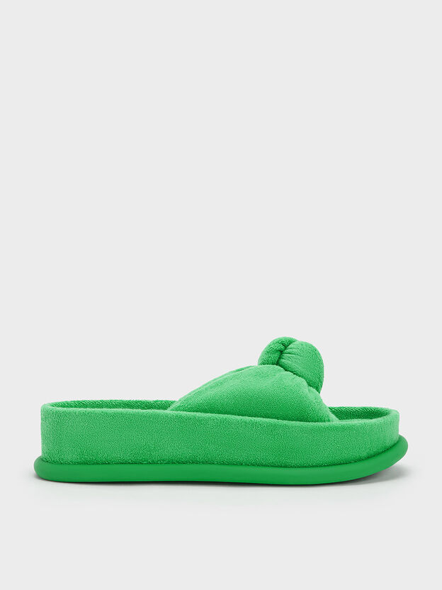 Loey Textured Knotted Slides, Green, hi-res