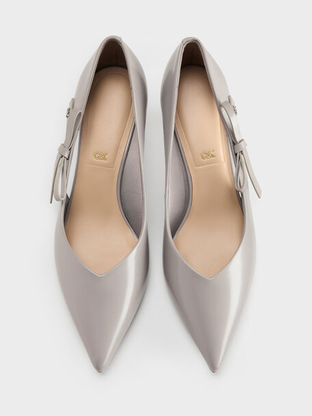 Anastasia Leather Kitten Heels, Grey, hi-res