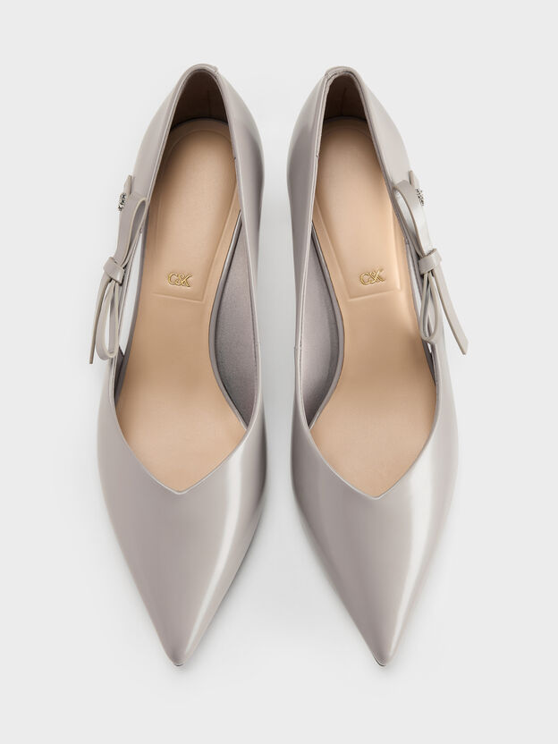 Anastasia Leather Kitten Heels, Grey, hi-res