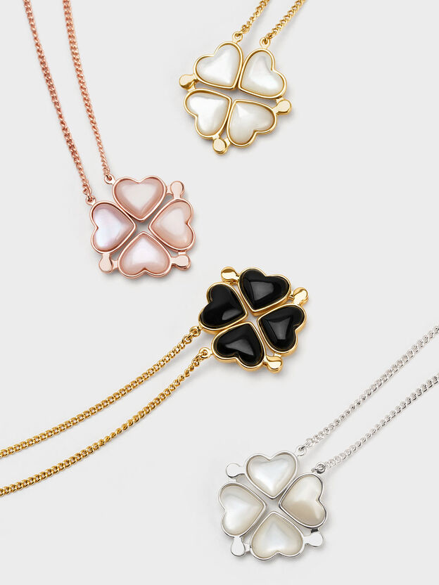 Annalise Clover Heart Necklace, Gold, hi-res