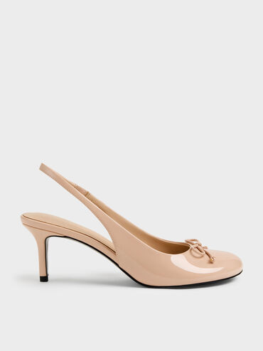 Imani Patent Asymmetric Slingback Pumps, Nude, hi-res