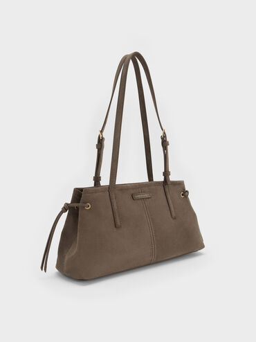 Noane Elongated-Handle Shoulder Bag, Stone Grey, hi-res