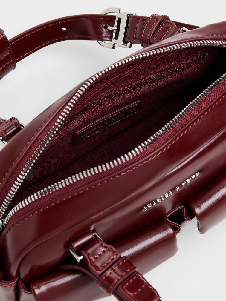 Rachel Multi-Pocket Bowling Bag, Burgundy, hi-res