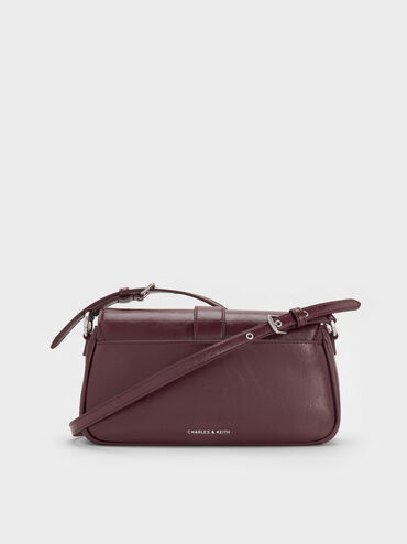 Blaise Belted Shoulder Bag, Wineberry Red, hi-res