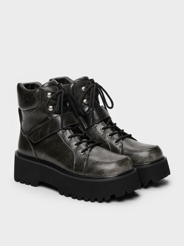 Eliot Platform Combat Boots, Grey, hi-res