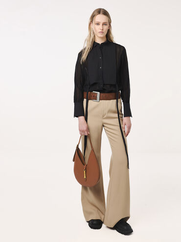 Cesia Metallic-Accent Hobo Bag, Chocolate, hi-res