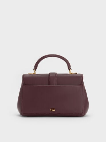 Gabine Leather Top Handle Bag, Plum, hi-res