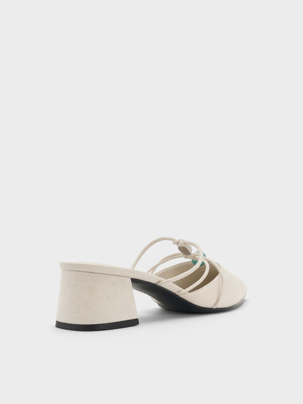 Georgie Linen Bead Pointed Mules, Chalk, hi-res