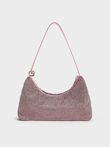 Crystal-Embellished Two-Way Bag, Pink, hi-res