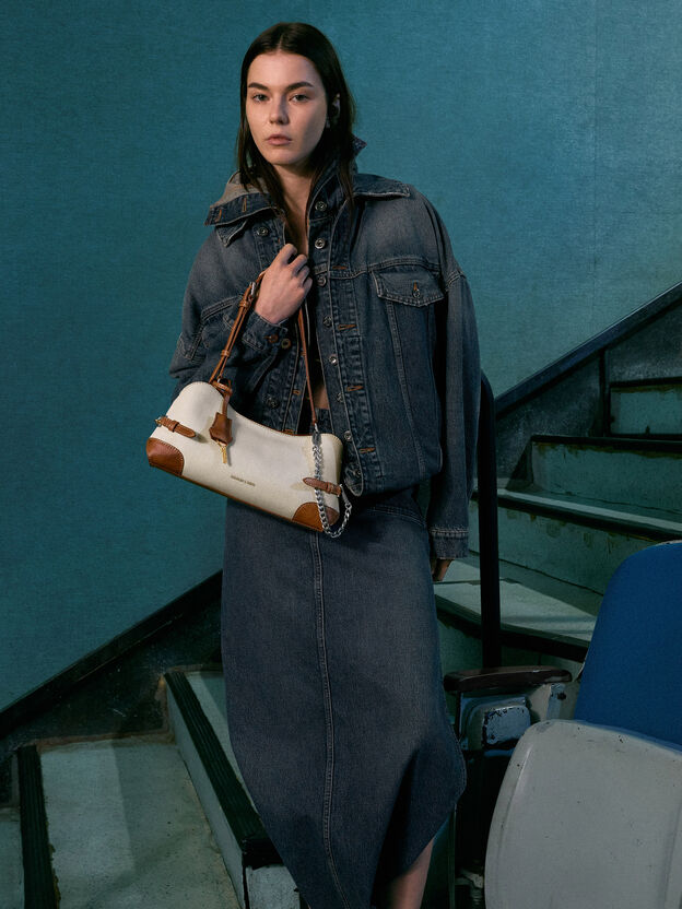 Delfina Canvas Chain Side-Belt Shoulder Bag, Multi, hi-res