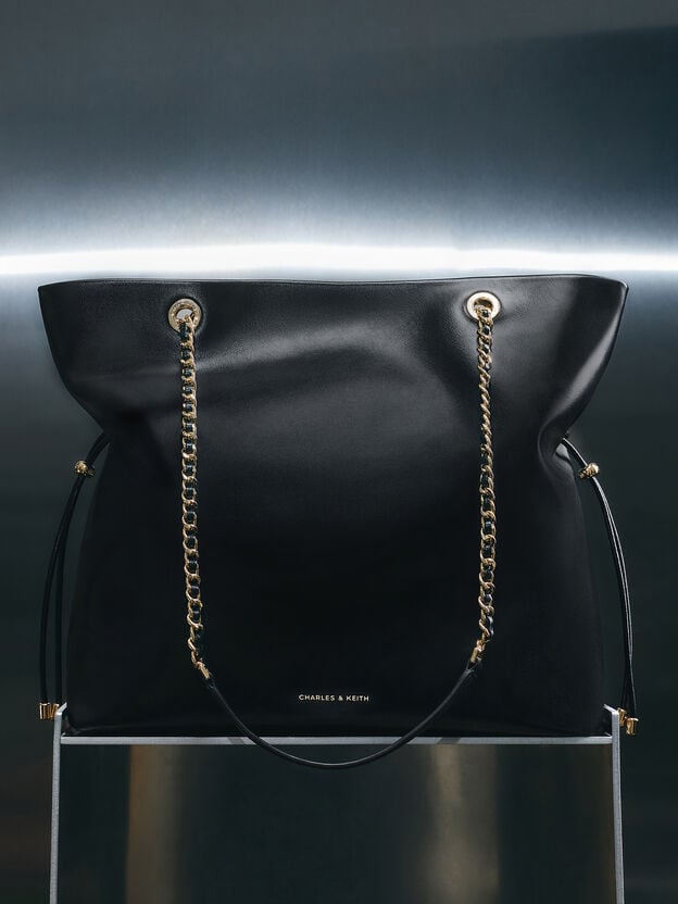 Arya Braided-Chain Tote Bag, Black, hi-res