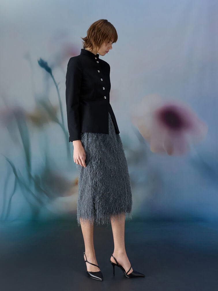 Cordelia Pointed Slingback Pumps, Black, hi-res