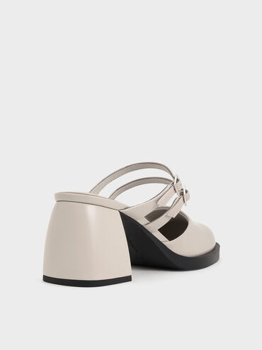 Double-Strap Platform Mules, Light Grey, hi-res