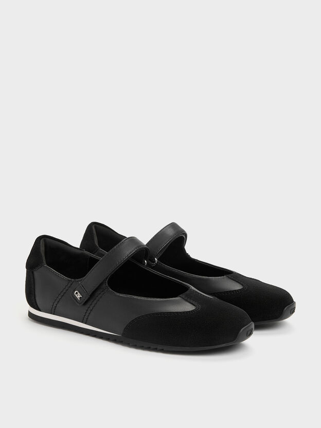 Jace Leather & Suede Mary Jane Sneakers, Black, hi-res