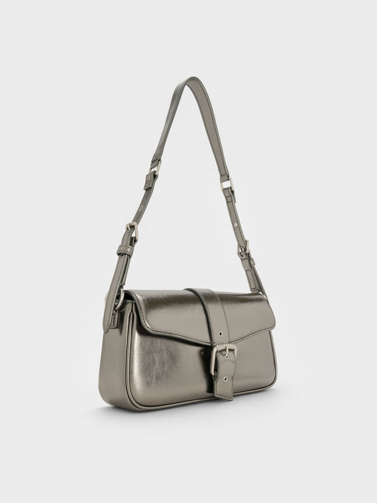 Blaise Belted Shoulder Bag, Pewter, hi-res