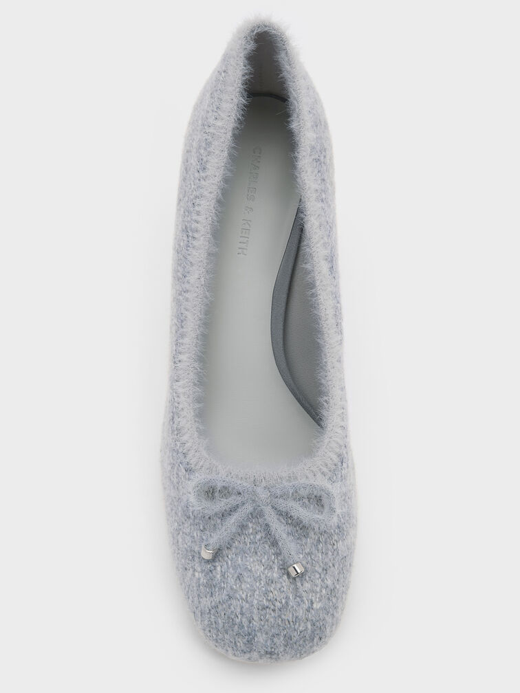 Knitted Bow Pumps, Light Grey, hi-res