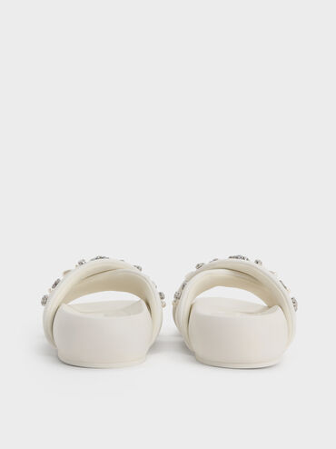 Gem & Pearl Flatform Sandals, White, hi-res