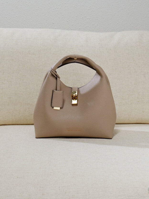 Chance Turn-Lock Bucket Bag, Taupe, hi-res