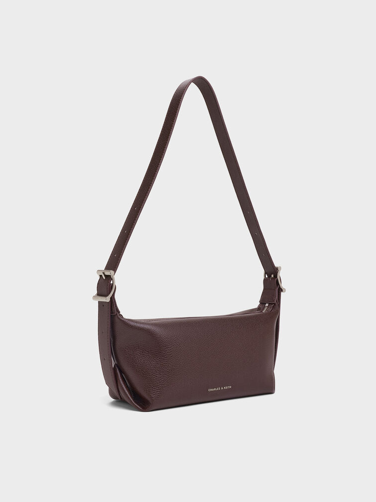 Larsen Buckle-Strap Slouchy Shoulder Bag, Plum, hi-res