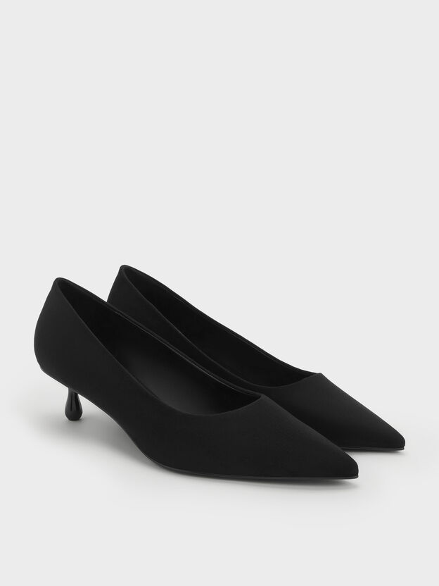 Ruthie Faux Suede Kitten Heels, Black Textured, hi-res