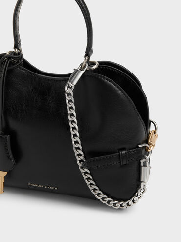 Delfina Chain Side-Belt Tote Bag, Noir, hi-res