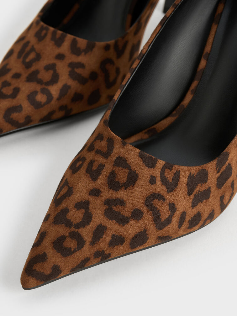 Leopard-Print Pointed-Toe Pumps, Animal Print Brown, hi-res