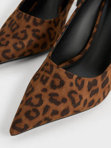Leopard-Print Pointed-Toe Pumps, Animal Print Brown, hi-res