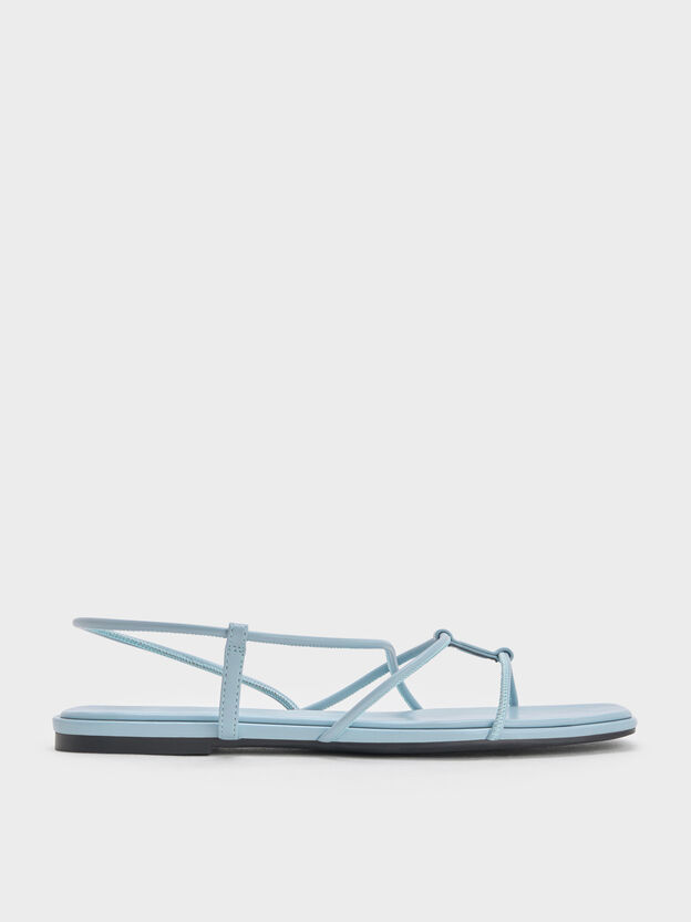 Square-Toe Strappy Sandals, Light Blue, hi-res