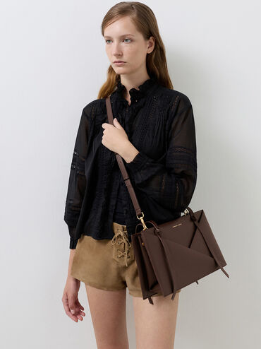 Midori Geometric Tote Bag, Espresso Brown, hi-res