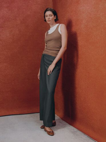 Ivette Woven Bow Ballet Flats, Brown, hi-res