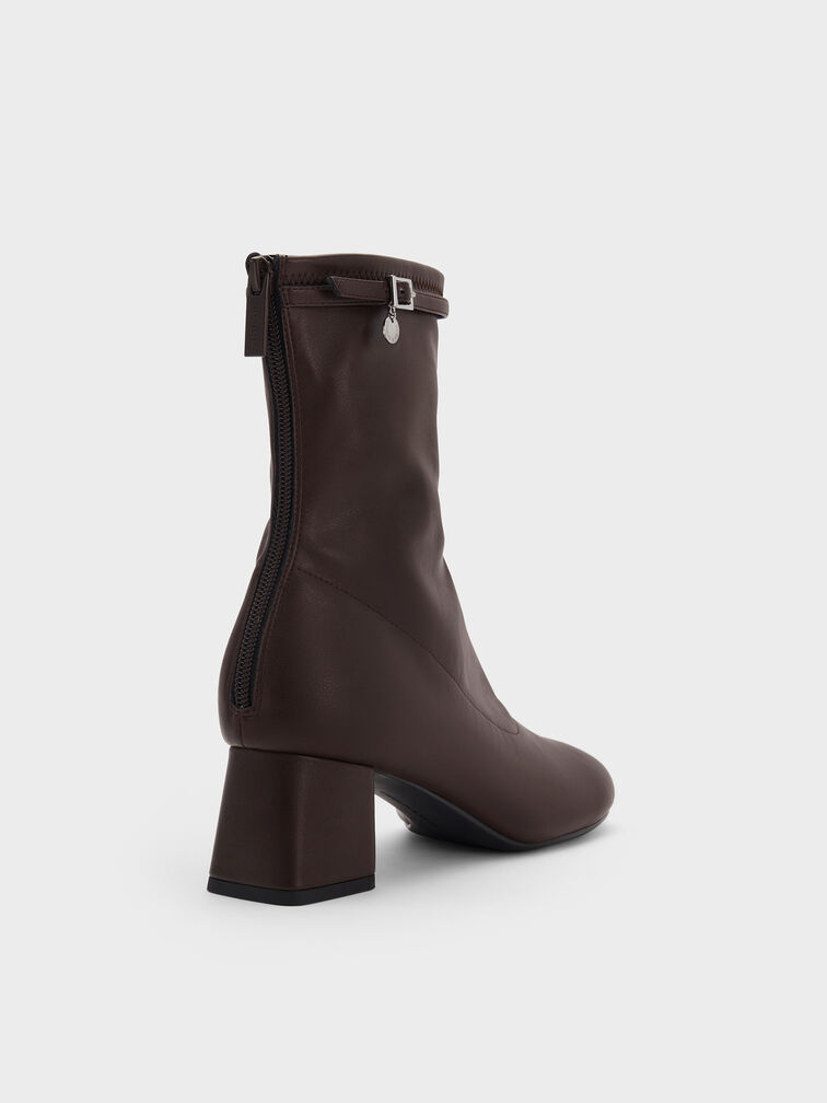 Belted Block-Heel Ankle Boots, Dark Brown, hi-res