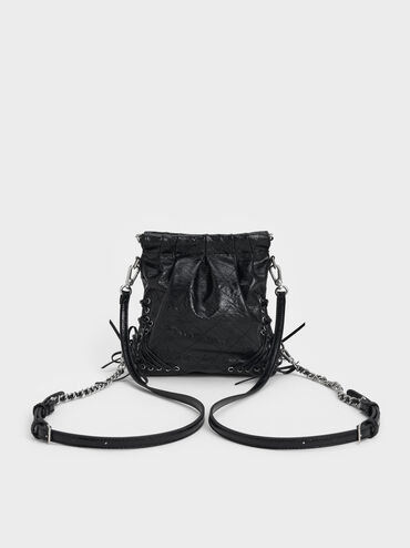 Duo Grommet Chain-Handle Two-Way Backpack, Noir, hi-res